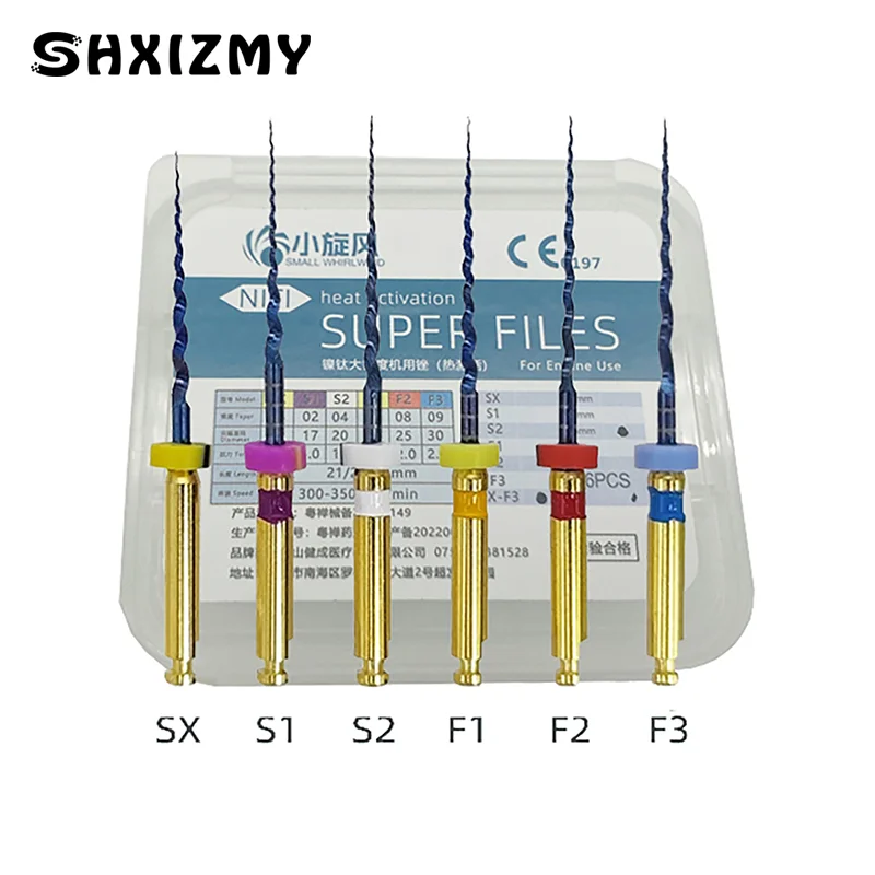 6 pçs arquivos dentais SX-F3 pré dobrável nitinol rotativo raiz canal universal motor endodontic agulha odontologia material