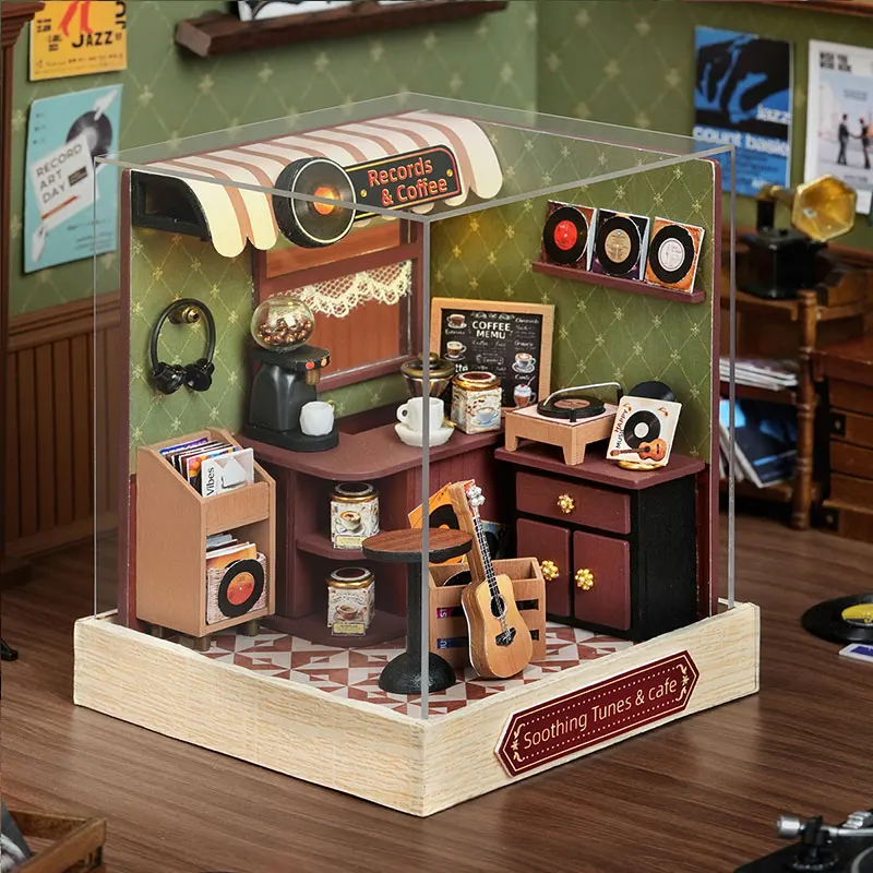 Mini-Puppenhaus DIY Kleines Haus-Set Handgefertigtes 3D-Puzzle Bausatz Modellbau Heimdekoration Holzhandwerk Puppenhäuser Spielzeug Geschenk – Detail 3