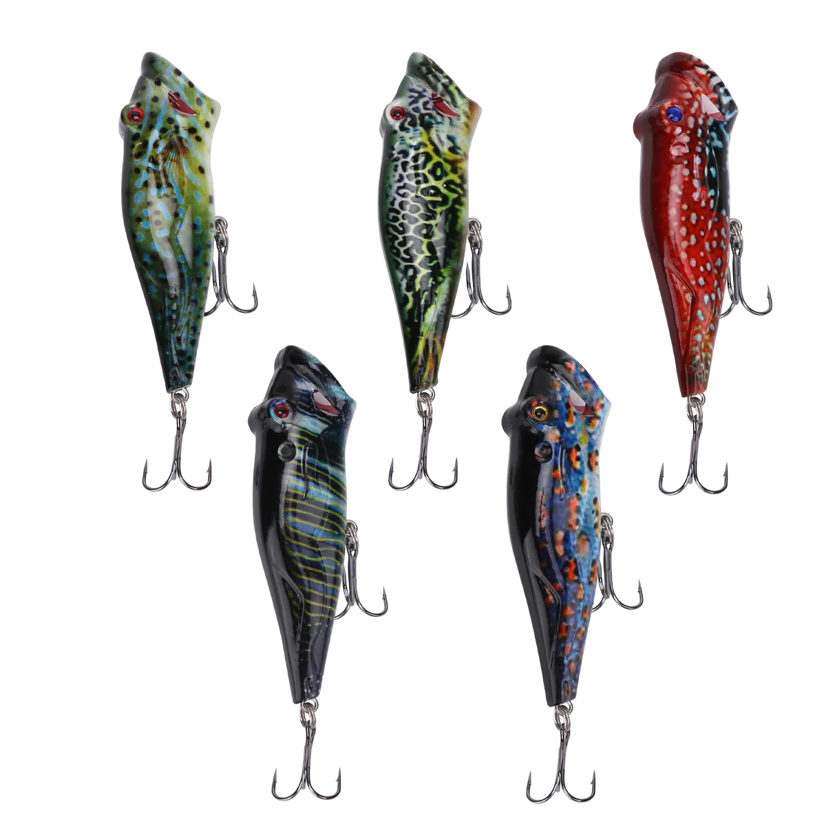 

5 Pcs Fishing Lures Painted Bionic Kit Floating Plastic Baits 8 Cm Hard Hook Life-Like Swimbait