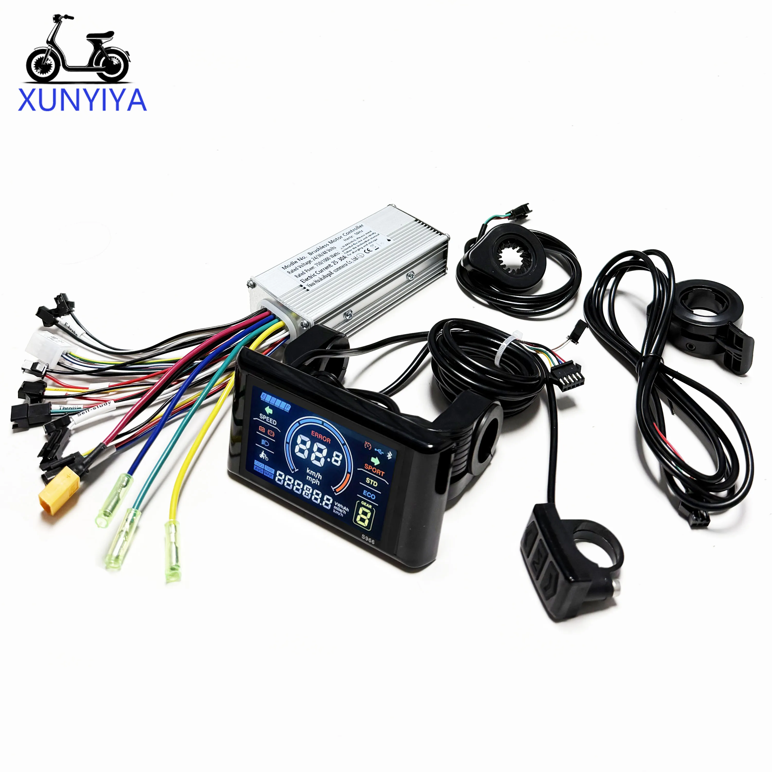 25A-30A Bürstenloser Sinuswellen-Dreimodus-Controller 750W-1000W mit PAS-Gashebel S966 Farb-LCD-Set 24V/36V/48V für E-Bike/Scooter – Detail 6