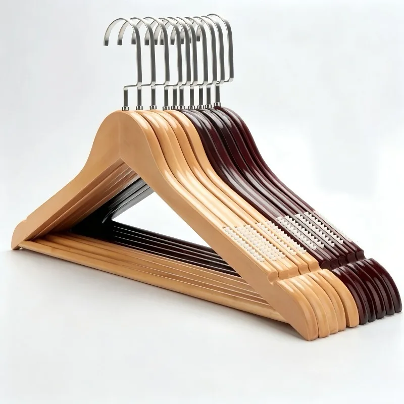 Thickened Solid Wood Clothes Hanger Non Slip Garment Rack Matching Trouser Holder For Hotel Household Wardrobe Clothes Storage 2
