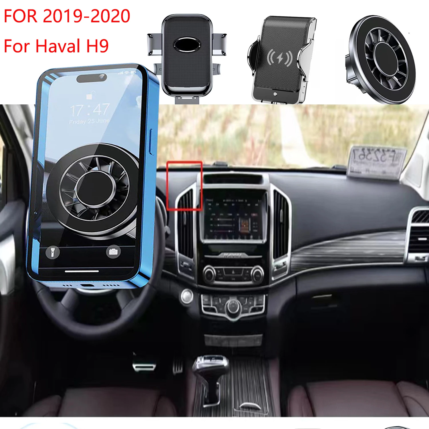 

For Haval H9 2019-2020 Magnetic Car Phone Holder GPS Screen Fixed Fast Wireless Charging Mobile Phone Mount Accessories