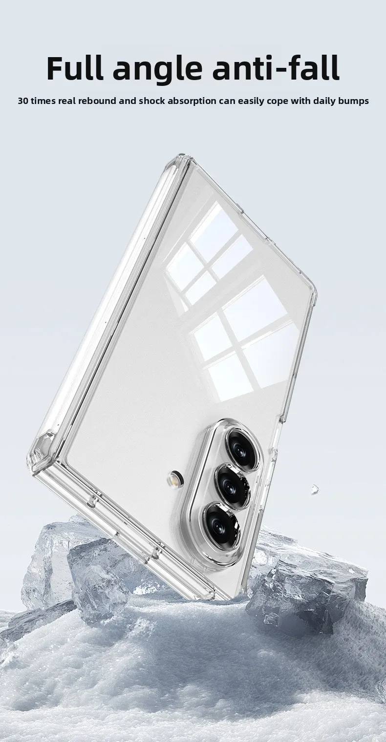 

Чехол для мобильного телефона с подушкой безопасности Samsung Z Fold 7, прозрачный однотонный чехол