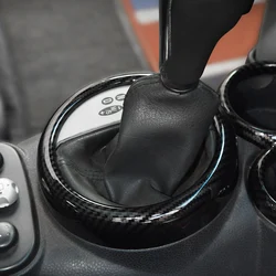 PC Car Gear Shift Panel Decoration Ring Cover Interior Trim for Mini Cooper R50 R52 R53 Carbon Fiber Look Frame Accessories