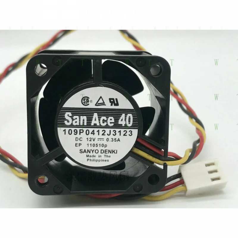 H 1 PCS For SANYO  Fan 109P0412J3123 DC 12V 0.35A  4028 4CM 3   PIN