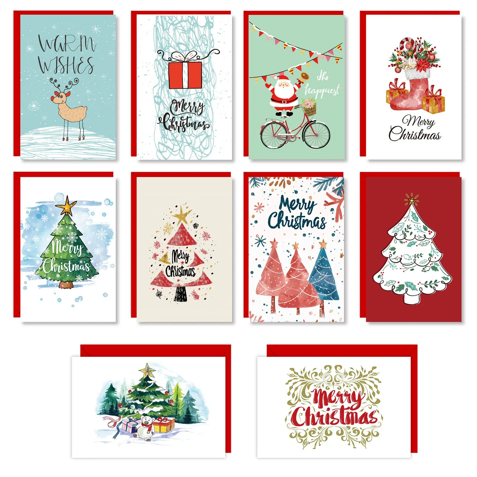 Portable Christmas Card Set Folded Envelope Holiday DIY Handwritten Blessing Christmas Card Suitable for Christmas Gift 2025