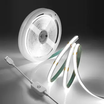 1M-5M USB LED Streifen Licht 5V 320LEDs/M COB Touch Sensor Dimmbare Lampe Band DIY TV Spiegel Hintergrundbeleuchtung Küche Zimmer Nacht Beleuchtung