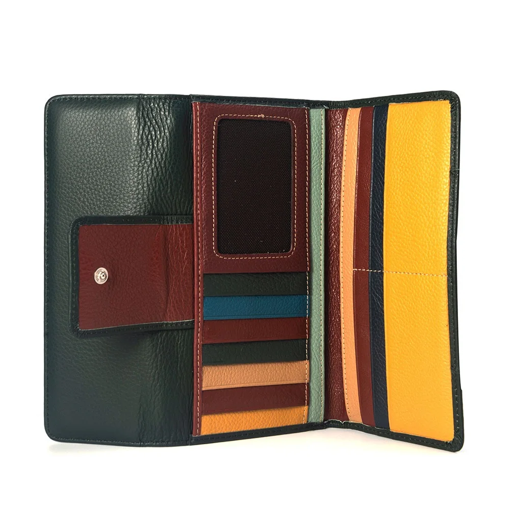 RFID カードホルダー本革財布女性ソフト本物の牛革財布ロング牛革クラッチバッグ