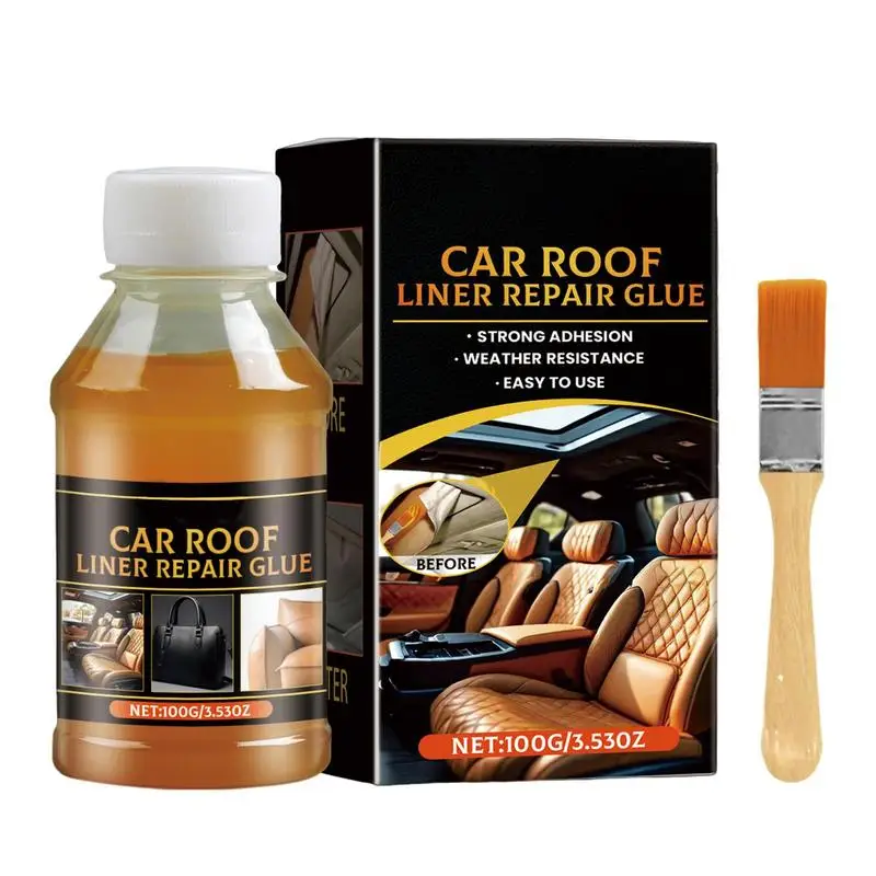 Car Roof Liner Repair Glue With Brush 100ml Fast Dry Strong Fabric Liquid Glue Adhesio Glue  Leather Repair  Adhesive