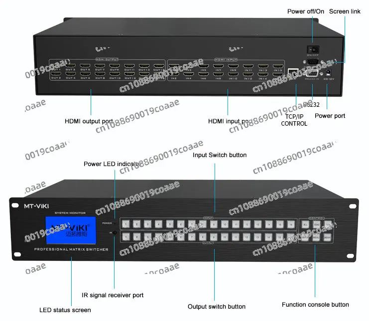 4K 30Hz Video HDMI Matrix Switcher 16x16 + IR Remote ,  Audio Video Equipments 16 Port HDMI Matrix Switch 16 in 16 Out