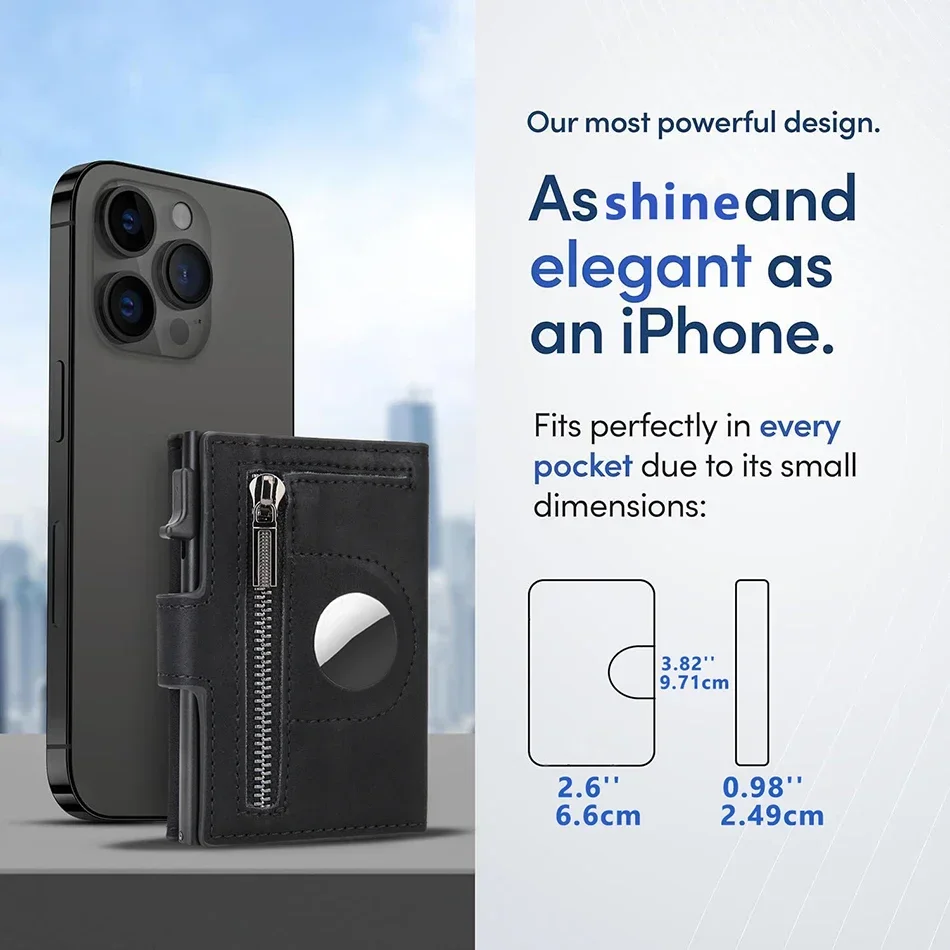 تتفاعل الجلود Airtag الرجال محافظ فاخرة حامل بطاقة الائتمان محافظ لعلامة الهواء المقتفي هدايا للرجال مخصص سليم محفظة حقيبة المال #3