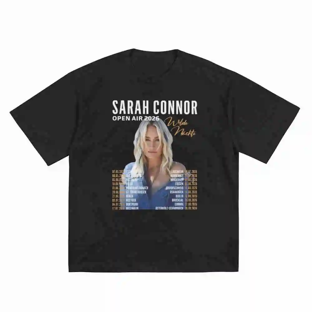 Sarah Connor Open Air 2025 Tour Dates Locations Short Sleeve Tee 100% Cotton T-Shirt
