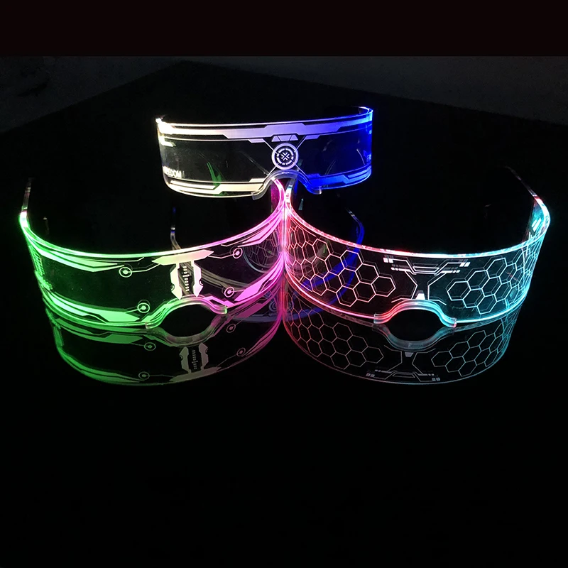 Modische Leuchtende Dekorative Brillen Neon-Licht-Dekoration LED-Sonnenbrille für Nachtclub DJ Tanz Musik Rave Kostüm Nacht – Detail 2