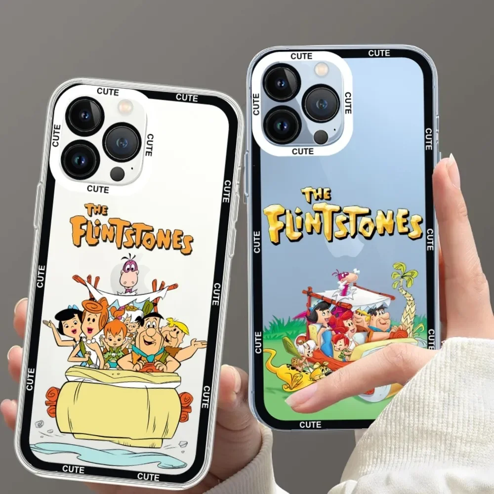 Cartoon The F-Flintstones Phone Case For iPhone 11 12 Mini 13 14 15 Pro Max Transparent Shell