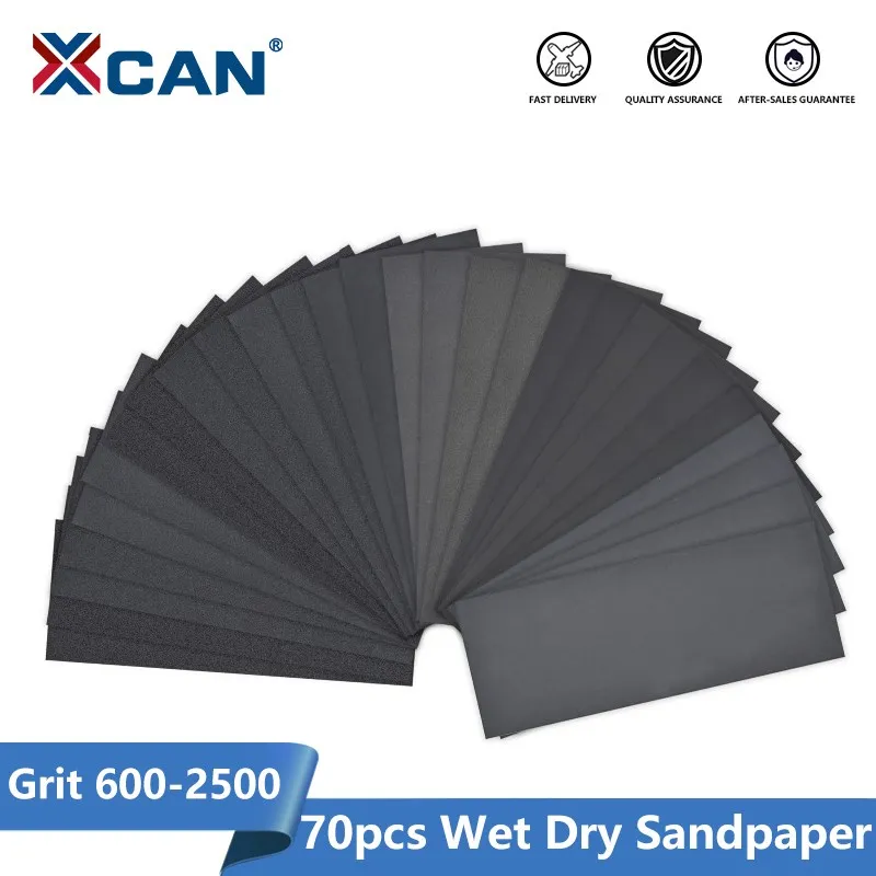 

XCAN 70pcs Sand Paper Wet Dry Sandpaper for Wood Metal Polishing Abrasive Sanding Paper Grit 600/800/1000/1200/1500/2000/2500