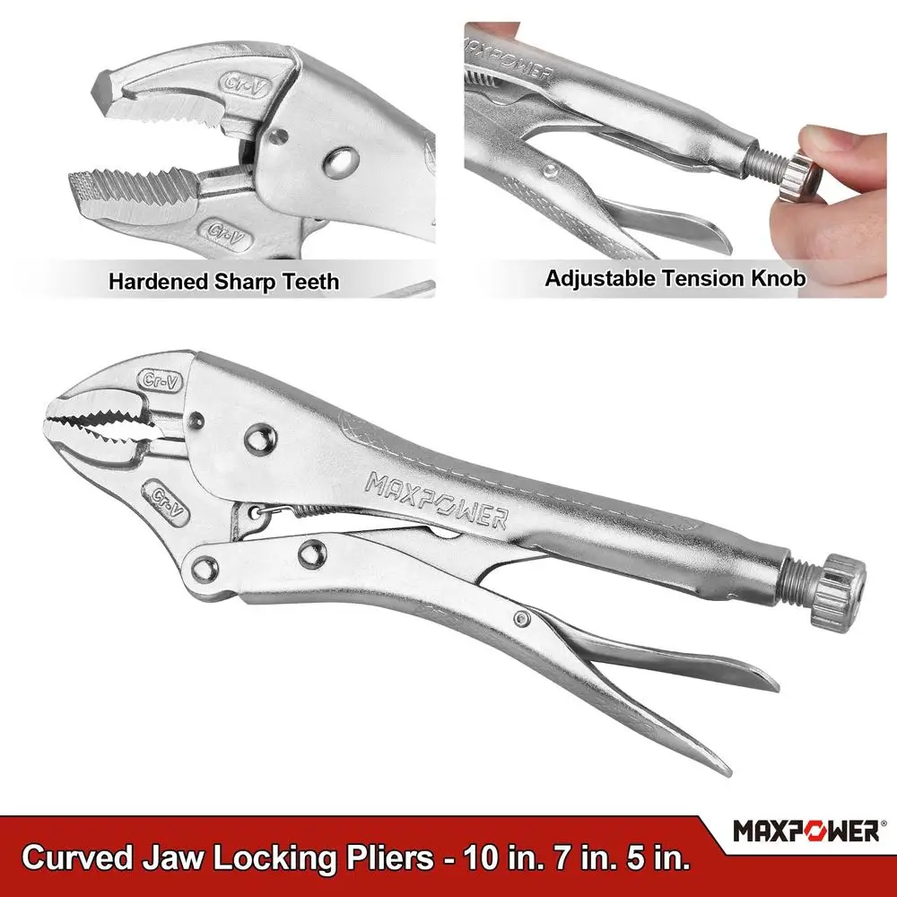 مجموعة كماشة القفل مكونة من 5 قطع من برغي الفك الطويل والأنف المنحني قابل للتعديل وفتحة سداسية