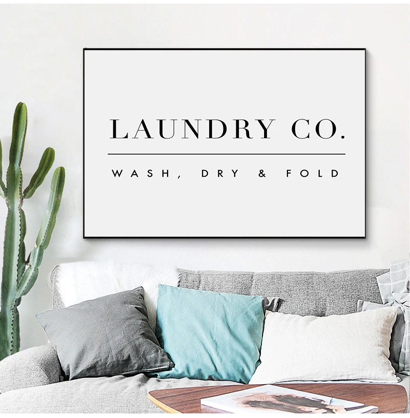 Laundry Wall Art Decor Laundry Sign Print Wash Dry Fold Laundry Guide Poster Art Canvas Painting Picture Home Wall Decoration