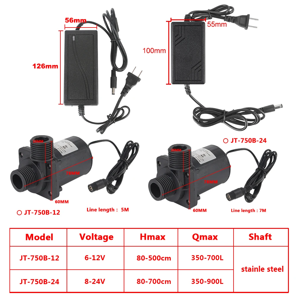 ปั๊มน้ำพลังงานแสงอาทิตย์แบบไร้แปรงถ่าน DC 12V 24V ปลั๊กสหรัฐเครื่องทำน้ำอุ่นปั๊มบูสเตอร์ความร้อนใต้พื้นห้องอาบน้ำแบบเงียบ IP68 4จุดแบบเกลียว
