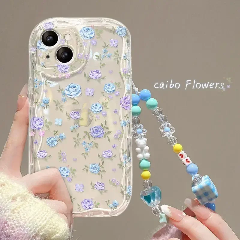 Colorful Smile Lanyard Phone Case For iPhone 11 XR 7 8 Plus 11 12 13 14 15 Pro Max X XS MAX Soft Clear TPU image 4