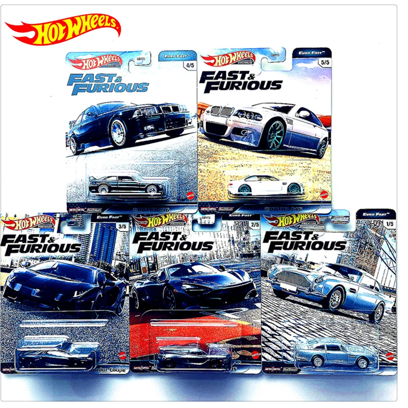 Hot Wheels-Fast and Furious Diecast Car, Fast and Furious Diecast, 1/64 Tyiture, Euro Fast, BMW M3, E46, McLaren, Aston Martin Toys for Boys Gift,