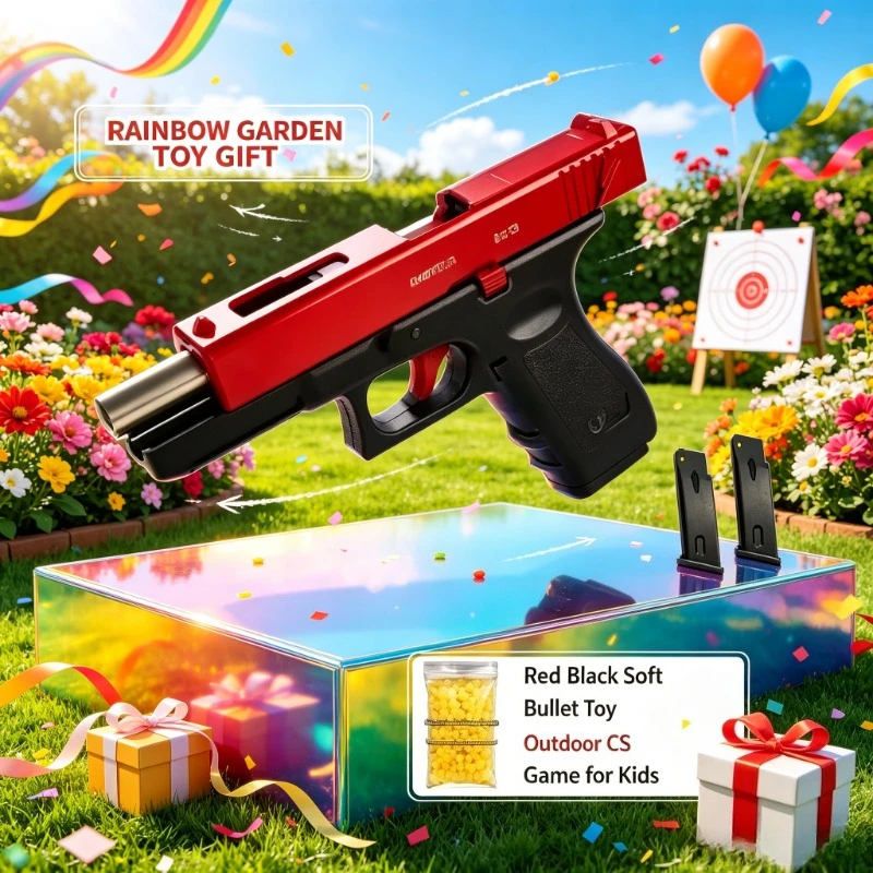 G17 Alloy Black Toy Blaster Launches Plastic Bullets Far Range Great Performance Ideal Children Birthday Gift