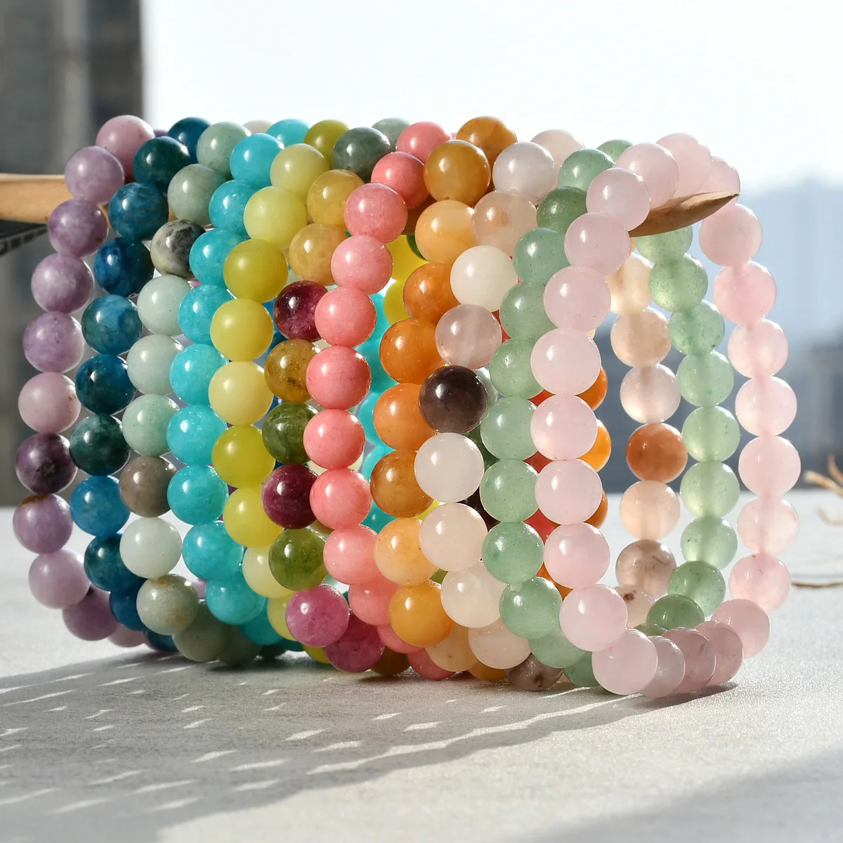 8mm Natural Stone Bracelet with Card for Friendship, Birthday, Holiday Gift – Turmaline Beaded Wristband for Men & Women view 3