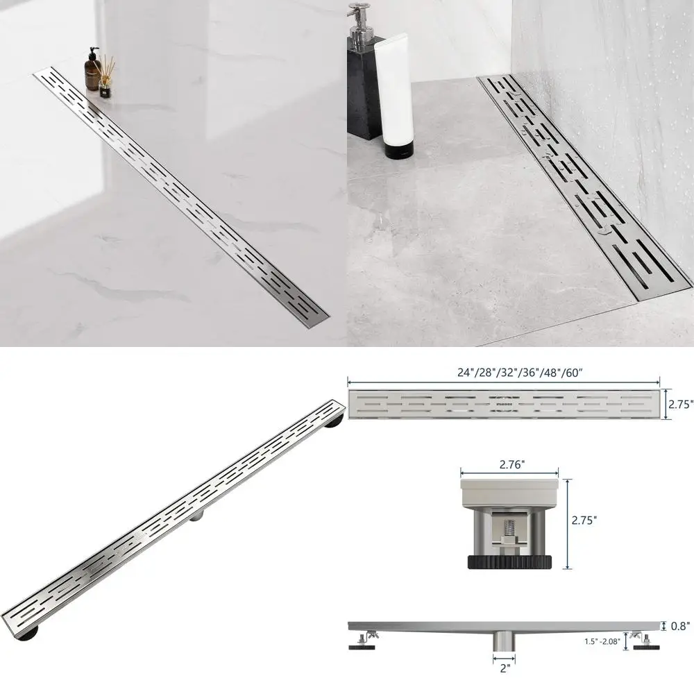 

Прямоугольный слив для душа 48, решетка с кирпичным узором из матовой нержавеющей стали, выравнивающие ножки и фильтр для волос, сертифицированный CUPC