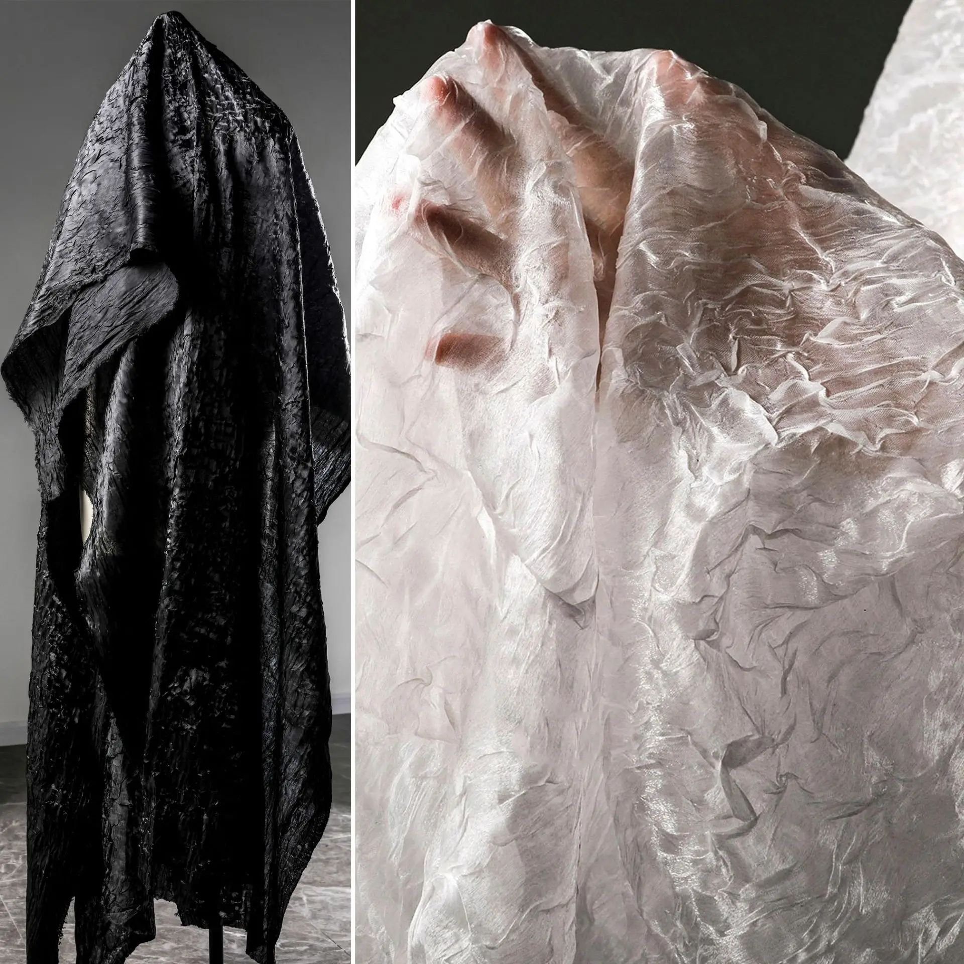 

Creative irregular water ripple reflective pleated yarn-dyed fabric for fashion clothing background fabric designer collections