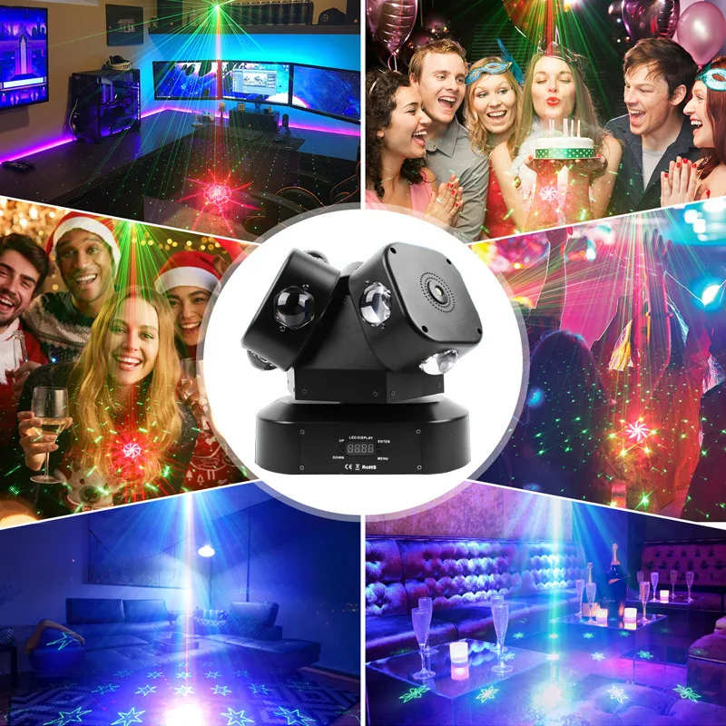 Imagem -06 - Laser Led Moving Head Light 3arm 12x10w Rgbw Beam Strobe Rotating Disco Party Lights dj Salão de Baile Clube Bar Casamento Stage