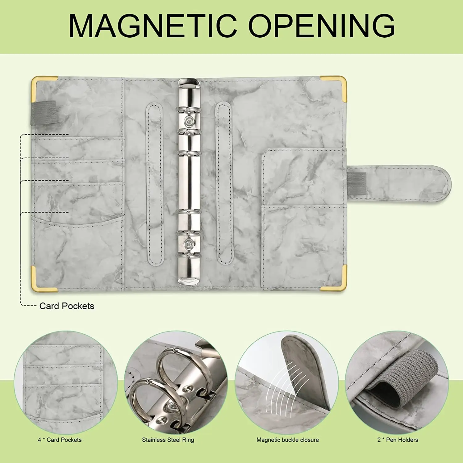 A6 Budget Binder Notebook with Cash Envelopes,Budget Sheets, Ruler and Letter Sticker Labels, Money Organizer for Daily Finances