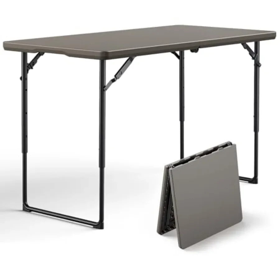 

Folding Table for weddings, camping, RV travel, parties, BBQs, and indoor use; heavy duty khaki fabric with adjustable height a