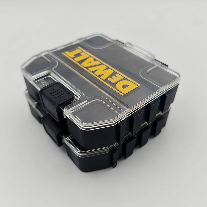 Immagine 5: DEWALT Set di 2 Contenitori Piccoli, Scatole Organizzative in Plastica Nera con Coperchi Trasparenti per Punte e Piccole Parti
