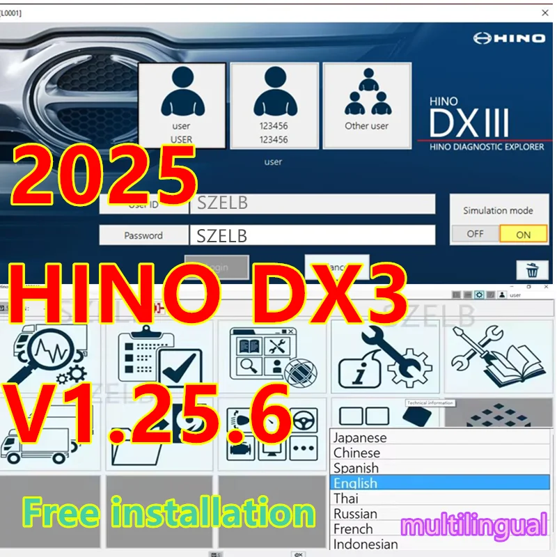 Hino DX3 V1.25.6 [06.2025] Solution de diagnostic Logiciel de programmation de diagnostic de camion moyen et robuste Grand outil de réparation de camion