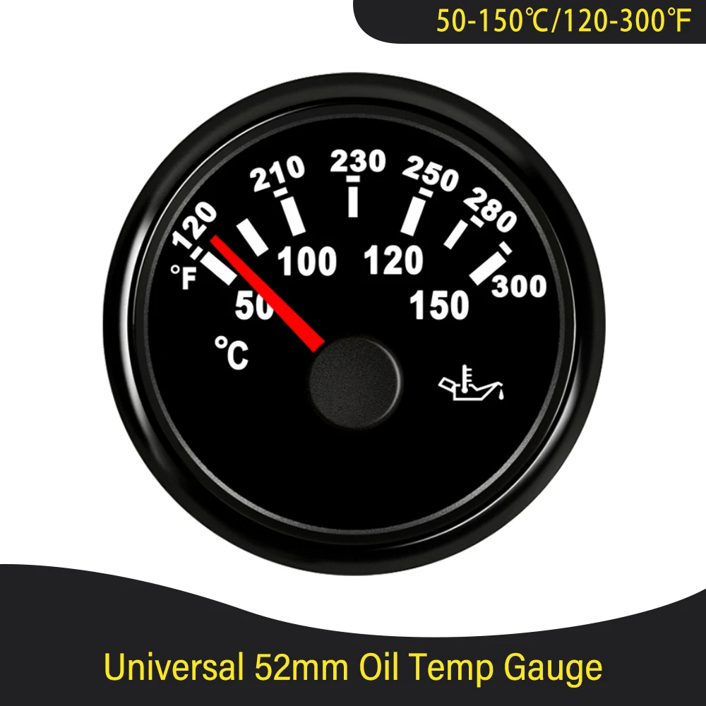 

Waterproof 52mm Marine Oil Temp Gauge Temperature Meter 50-150℃ for Boat Tuck Universal Car with Red Backlight 12V 24V