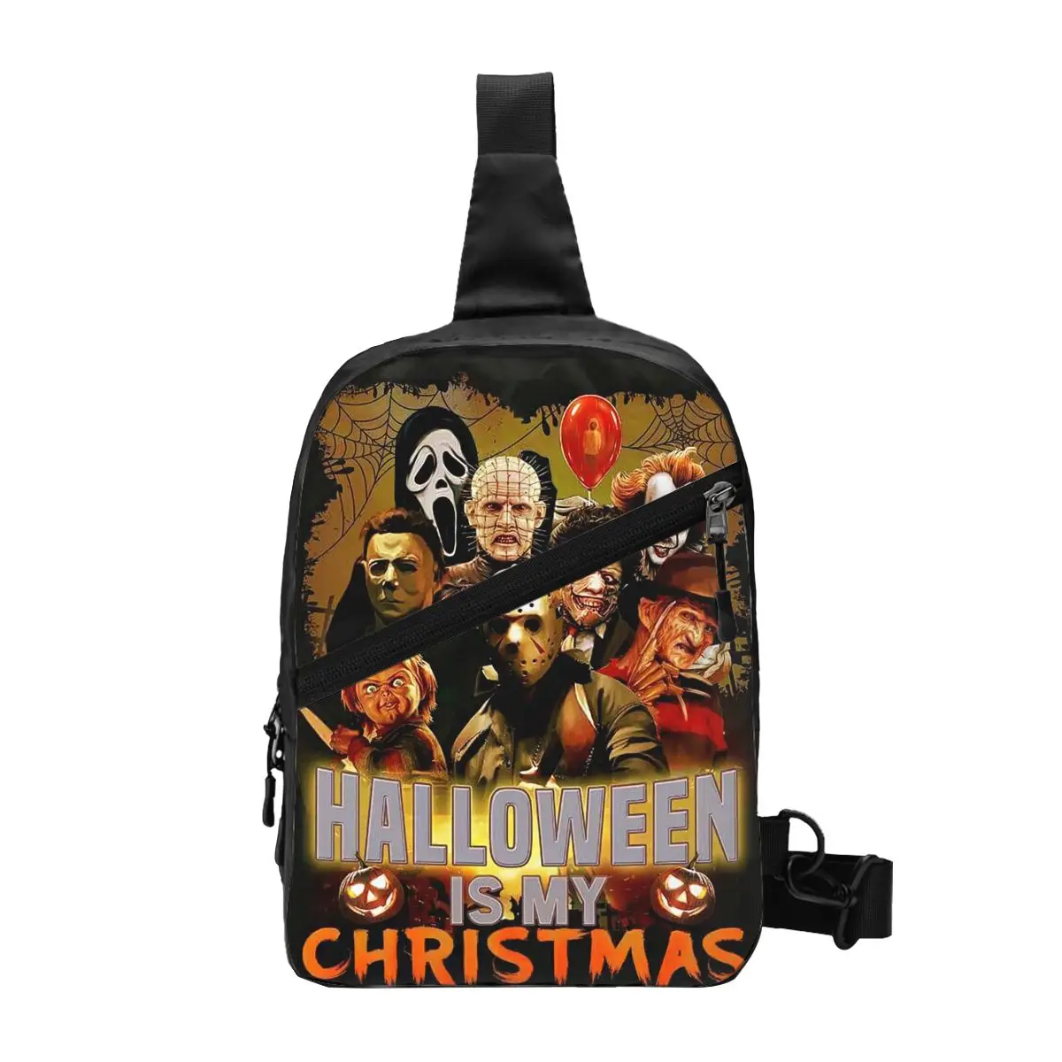 Halloween Horror Movie Character Crossbody Sling zaino uomo borsa a tracolla petto personalizzata per ciclismo campeggio Daypack