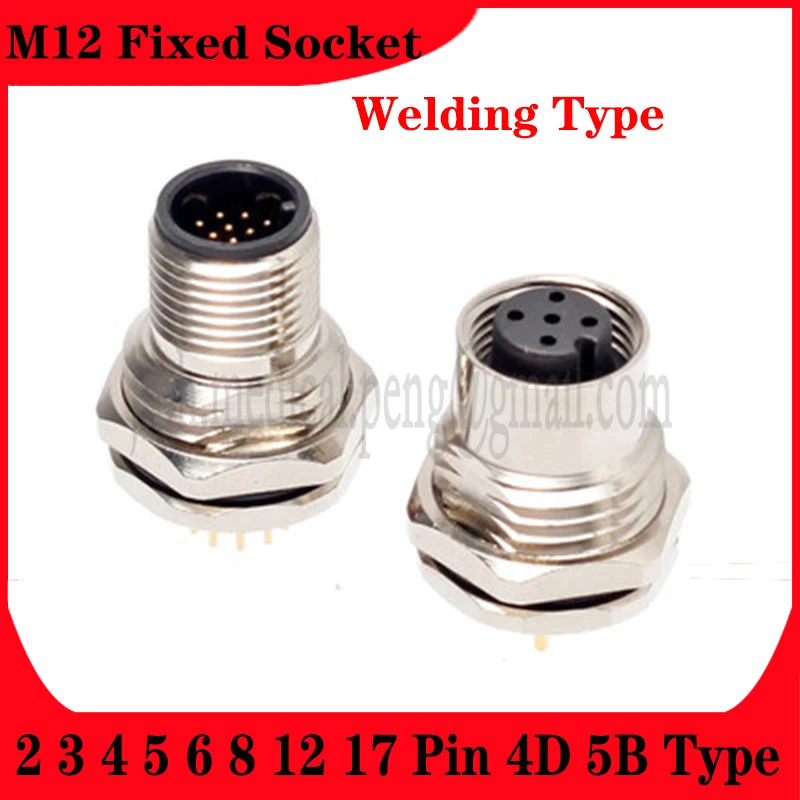 

M12 2 3 4 5 6 8 12 17 4D 5B Type Pin Waterproof IP67 Aviation Male Female Socket Threaded Connector For Data And Telecom Systems