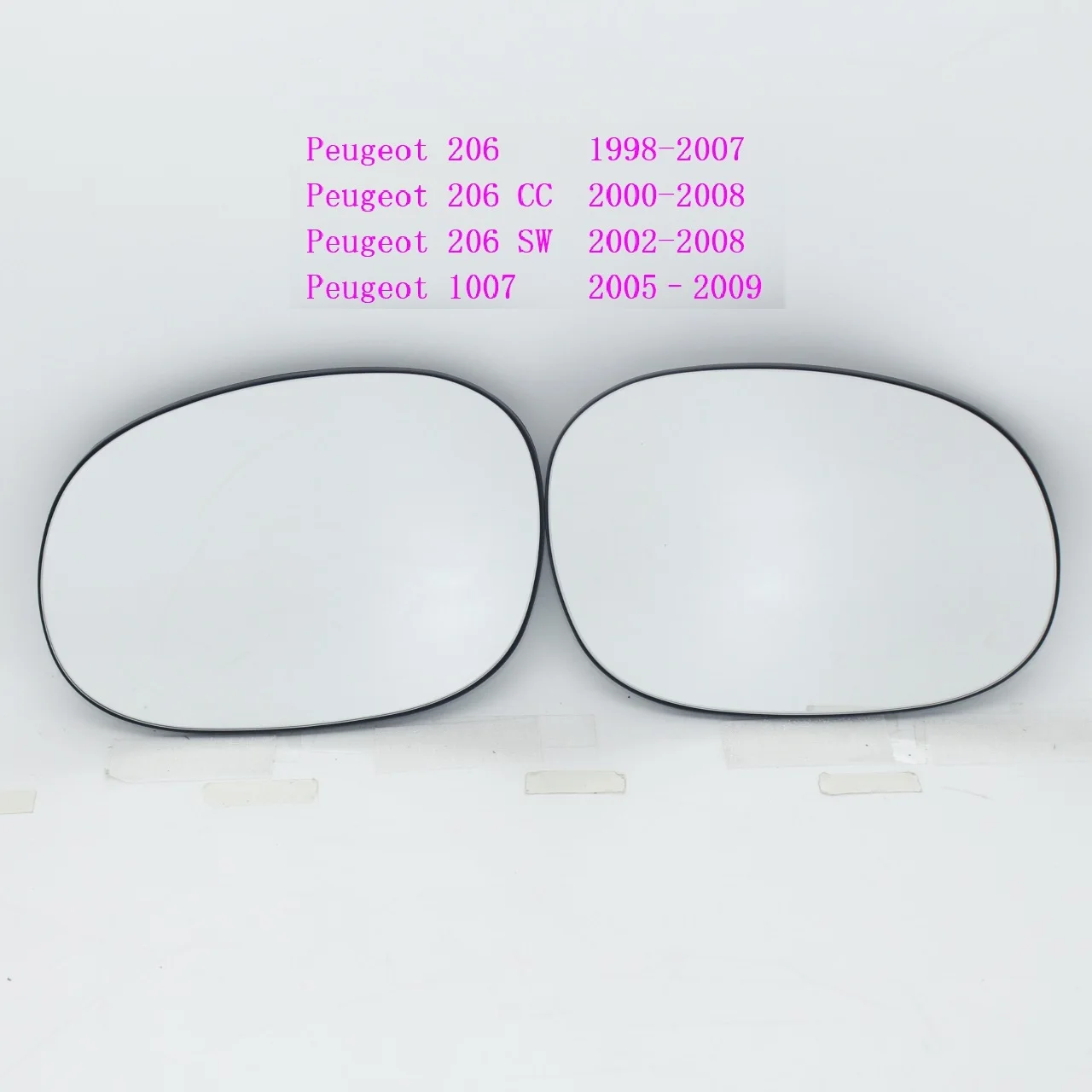 HD Heated Side Mirror Glass With Backing Plate For Peugeot 206 1998-2007, 206 CC 2000-2008, 206 SW 2002-2008, Left or Right