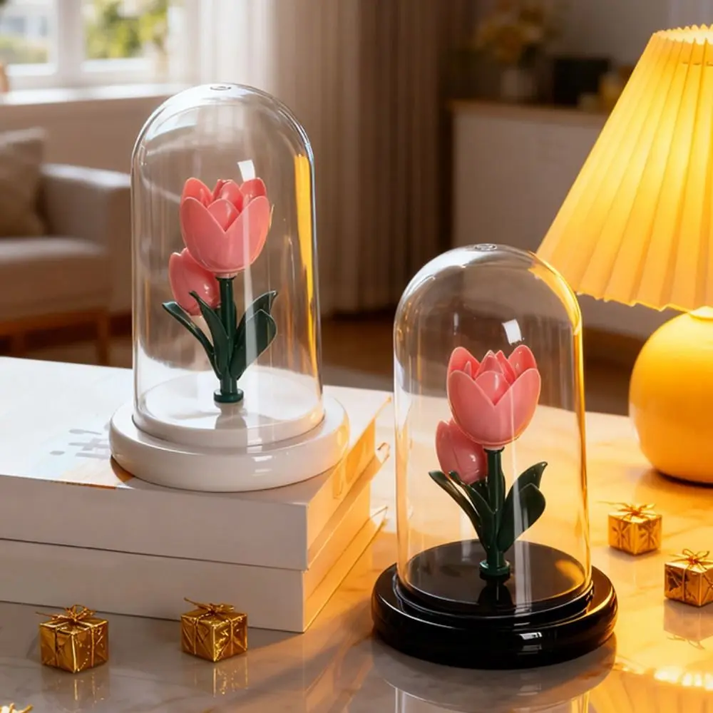 

Романтическая вечная лампа-тюльпан: светящийся розовый светодиодный светильник в форме цветка с абажуром, креативная прикроватная лампа для спальни, подарок на День матери