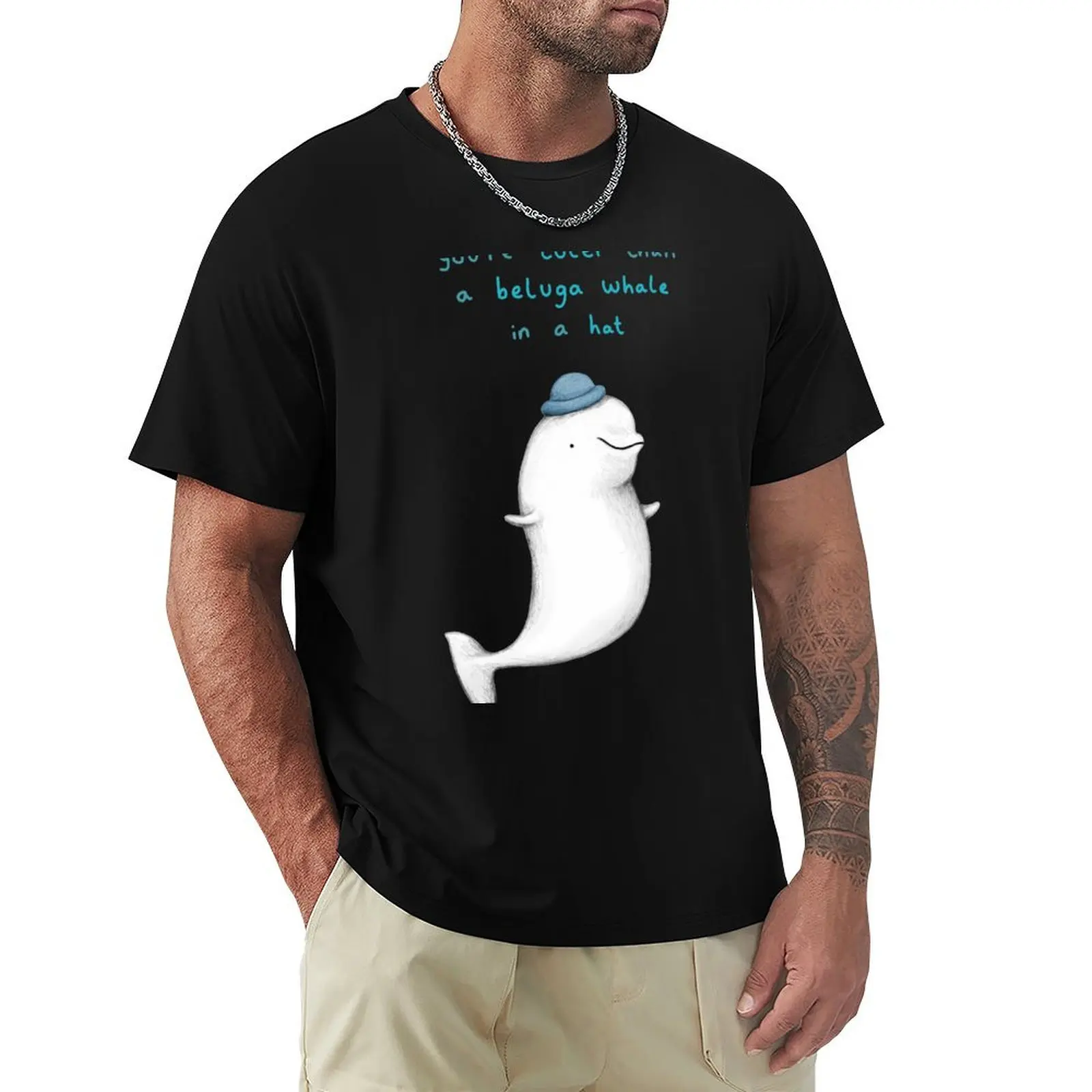

You're Cuter than a Beluga Whale in a Hat T-Shirt clothes boys animal print cotton t shirt men