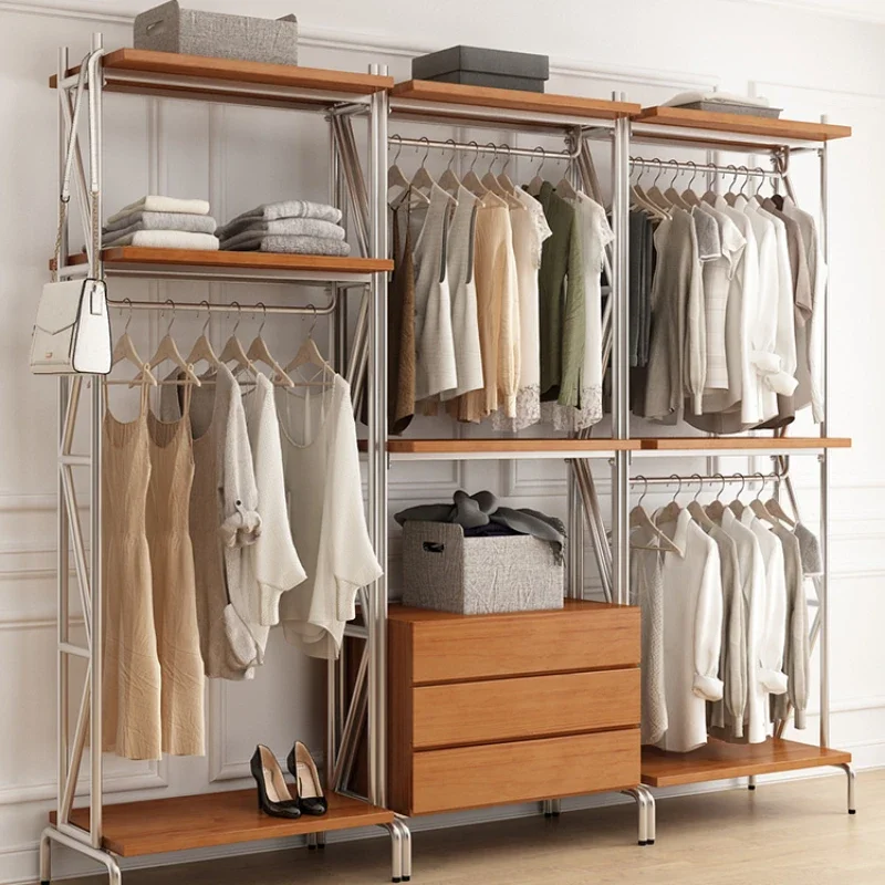 

Open wardrobe wrought iron cloakroom shelf assembly rack