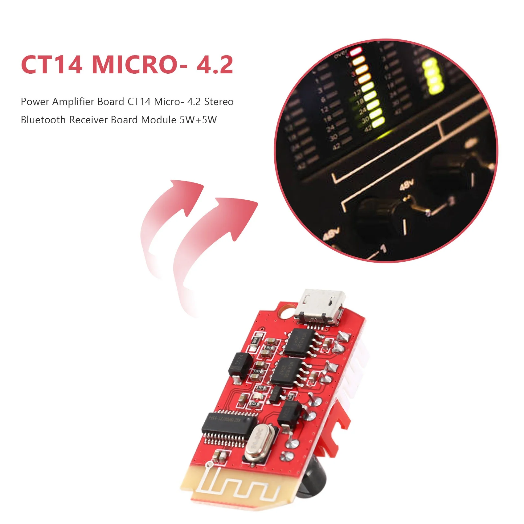 HFES 2 قطعة مكبر كهربائي مجلس CT14 مايكرو 4.2 ستيريو بلوتوث استقبال لوحة تركيبية 5 واط + 5 واط لتقوم بها بنفسك صندوق الصوت المتكلم