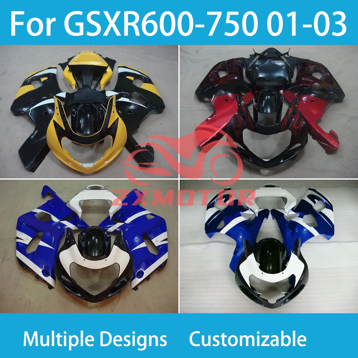 Fairng Set for SUZUKI K1 GSXR 600 750 2001 2002 2003 ZXMT Plastic Part Body Kit Motorcycle Fairings GSXR600 GSXR750 01 02 03