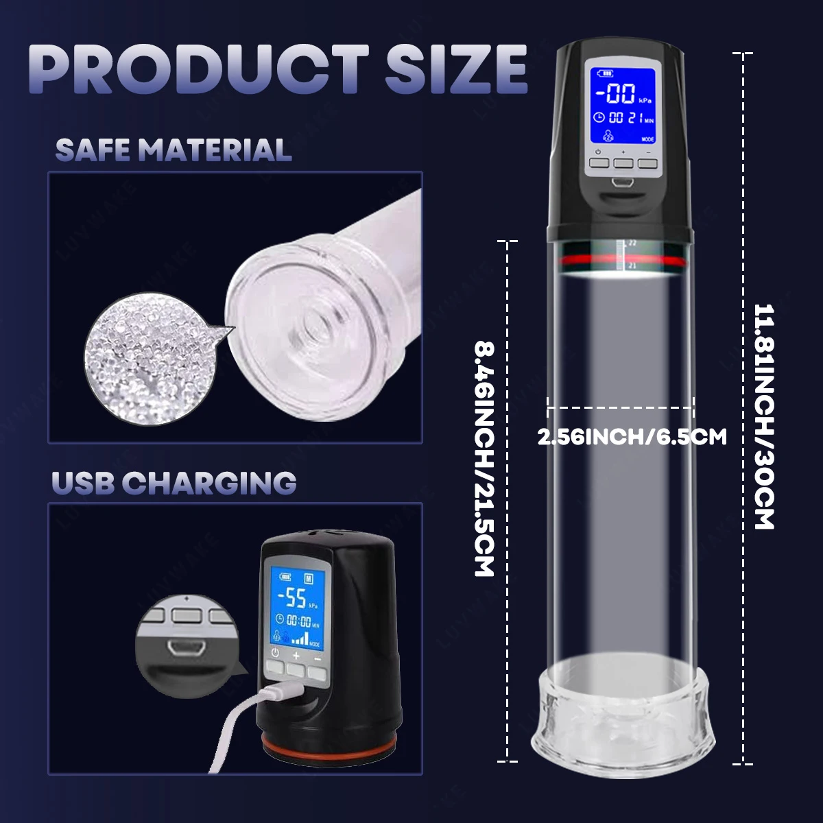 Electric Penis Enlarge Vacuum Pump 4 Suction Intensities Automatic High-Vacuum Penis Enlargement Extend Pump Air Pressure Device