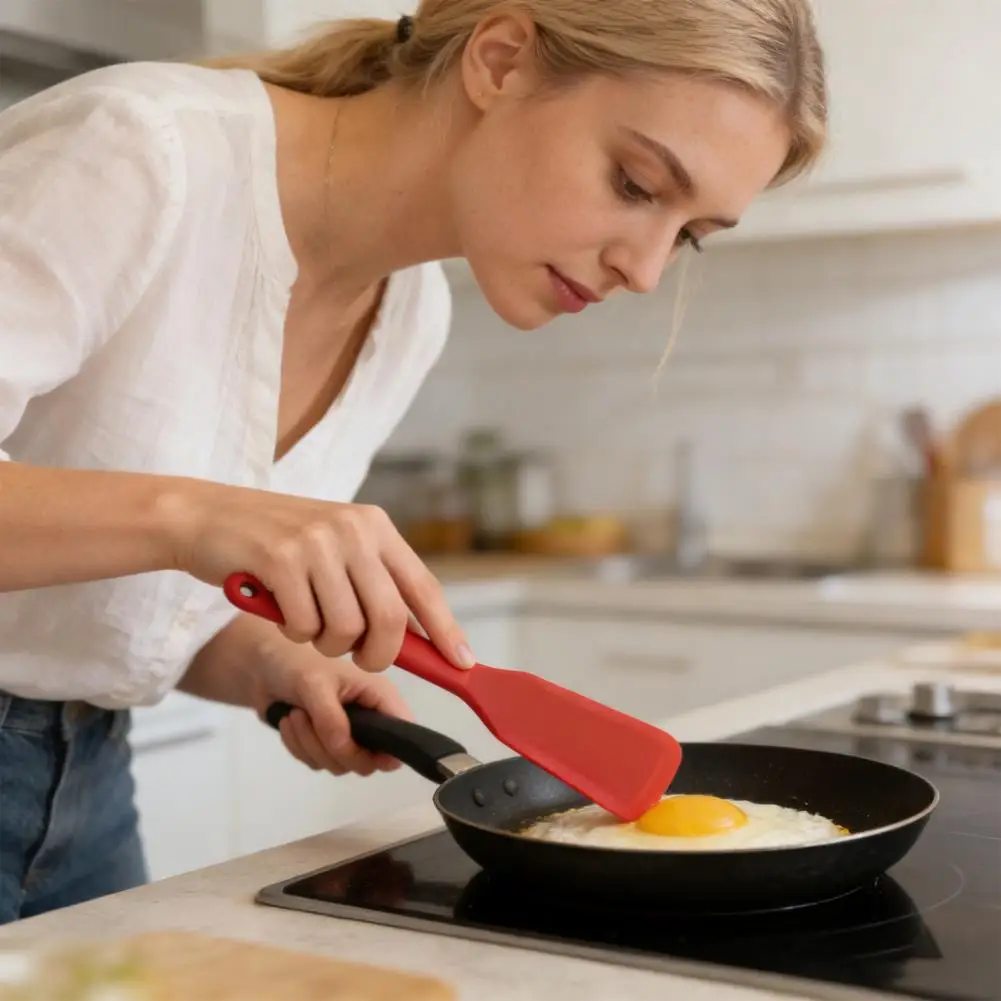 

Silicone Frying Spatula Non-Stick Cooking Turner for Eggs Pancakes Burgers Pizza Steak Crepes Baking Tool Kitchen Utensil