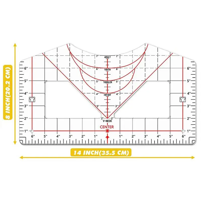 Acrylic Tshirt Measurement Tool Tshirt Ruler Guide T Shirt Ruler for Heat Press Sublimation Heat Transfer Heat Press Accessories