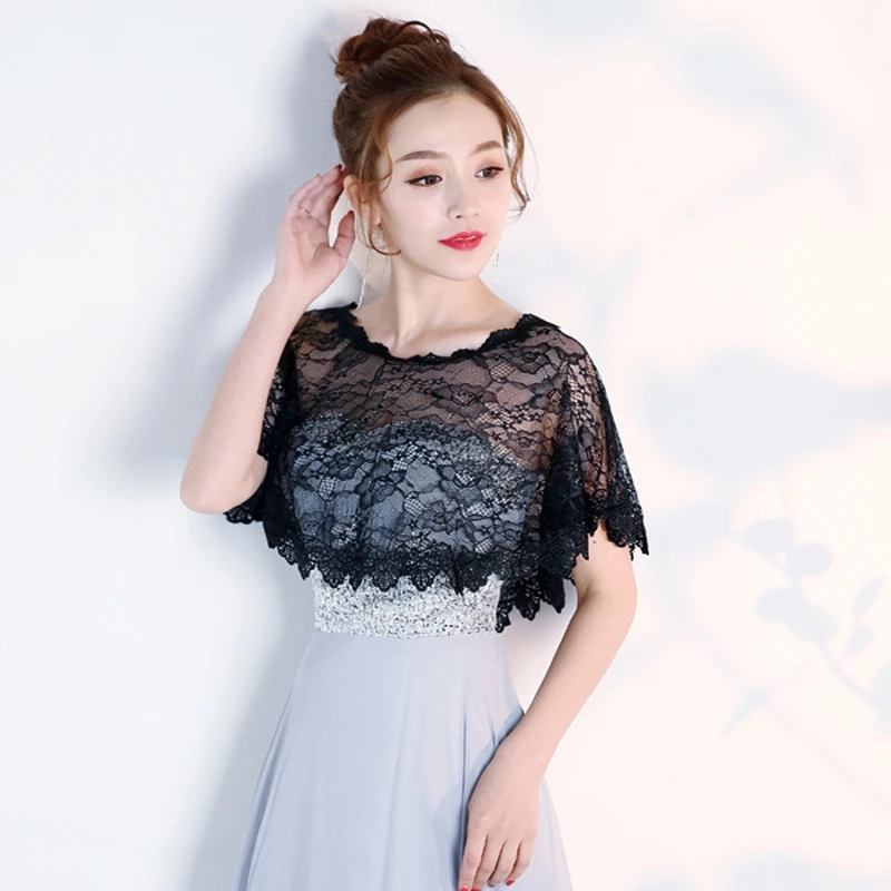 Women Floral lace Shawl Bridal Wrap Wedding Bolero Cover Up Party Casual Tulle Shrug Cape image 2