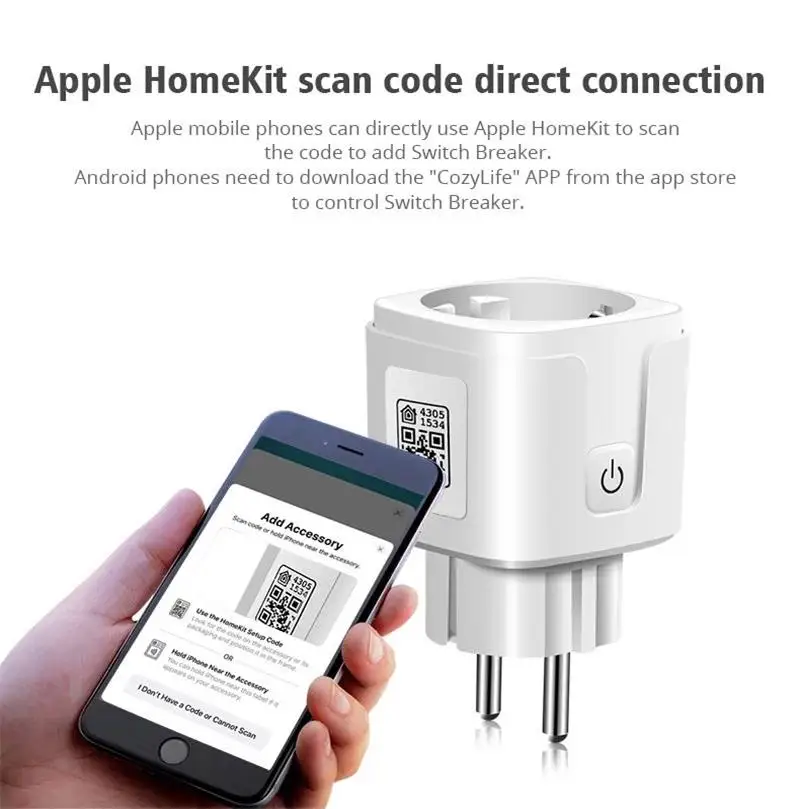 16A Apple Homekit Smart Socket EU Plug Network WiFi Outlet Use Siri Voice Control and Compatible Alexa Google Home