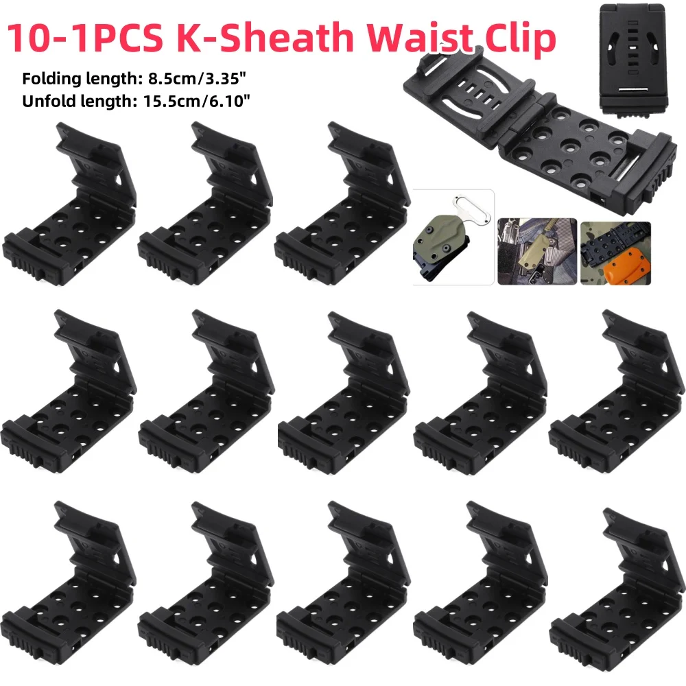 10-1Pcs K Sheath Kydex Waist Belt Clip Hunting Knife Scabbard Kit Tek Lok Belt Clamp Belt Mag Gun Holster Waist Back Clip