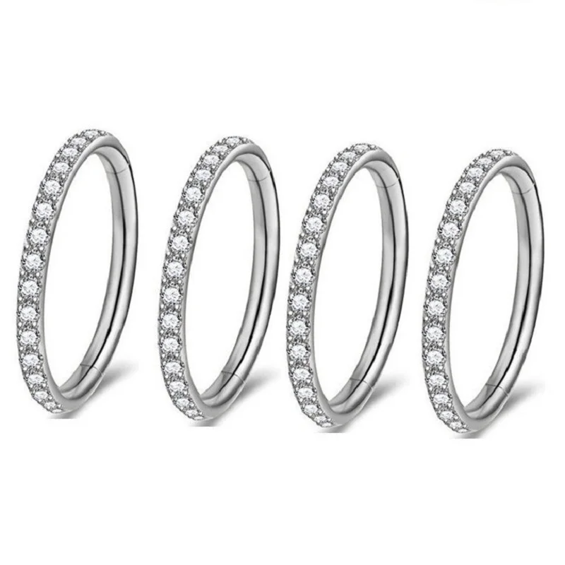 Kenbao 10PCS Women's Round Earrings F136 Titanium Nose Ring Hinge Clicker  Fashion Lady Piercing Jewelry segment  lobe labret