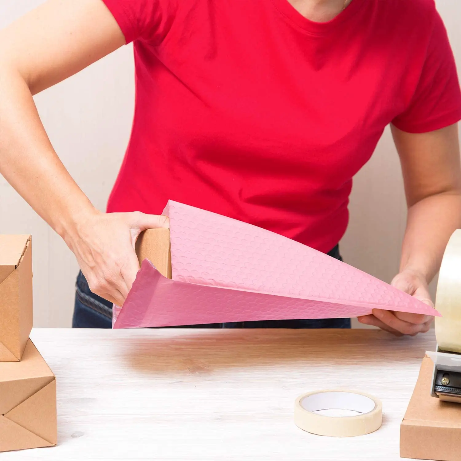 Bolsas de sobres de burbujas de piezas, sobres de envío acolchados con autosellado, paquetes de envío, bolsa de vacío de aire, 10 unidades